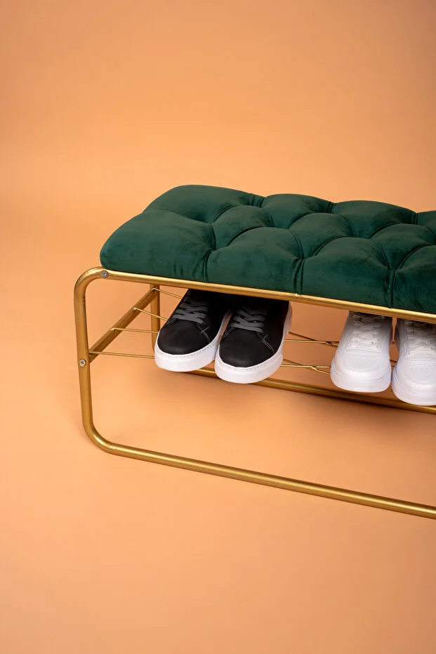 AYAKKABILIK PUF BENCH DÖŞEMELİ KAPI GİRİŞİ PUF KAPI GİRİŞİ DÜZENLEYİCİ DÜĞMELİ TEL RAFLI